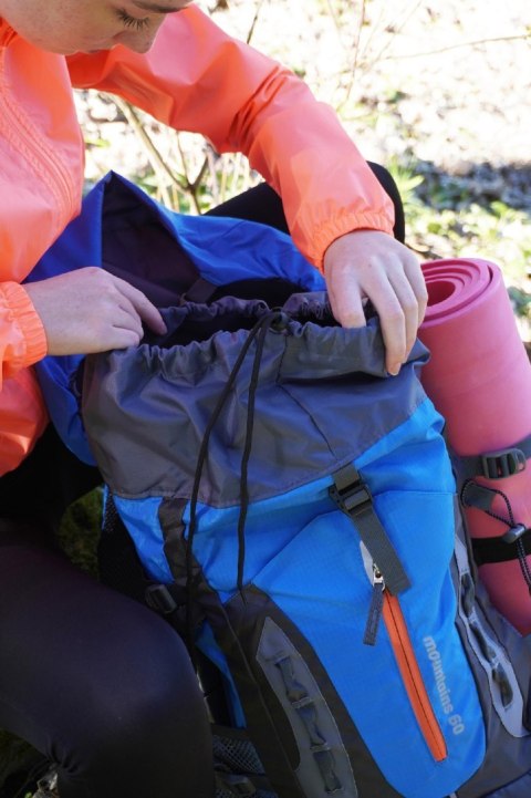 Plecak Turystyczny do Wędrówek Damski Męski Niebieski Pojemny KUBISPORT 60L