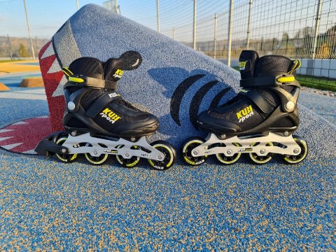 Rolki Damskie Męskie Czarne Kauczukowe Solidne z Hamulcem KUBISPORT roz. 45