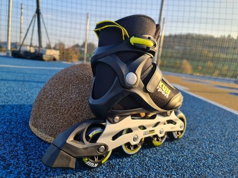 Rolki Damskie Męskie Czarne Kauczukowe Solidne z Hamulcem KUBISPORT roz. 45