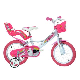 Rowerek Rower Dziecięcy dla Dzieci Dziewczynki z Bocznymi Kółkami DINO 14"