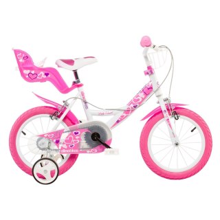 Rowerek Rower Dziecięcy dla Dzieci Dziewczynki z Bocznymi Kółkami DINO 16"