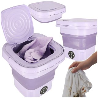 Pralka automatyczna turystyczna mini składana przenośna 8L fioletowa