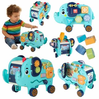 Słonik tablica manipulacyjna montessori wbijak sorter klocki młotek 26cm