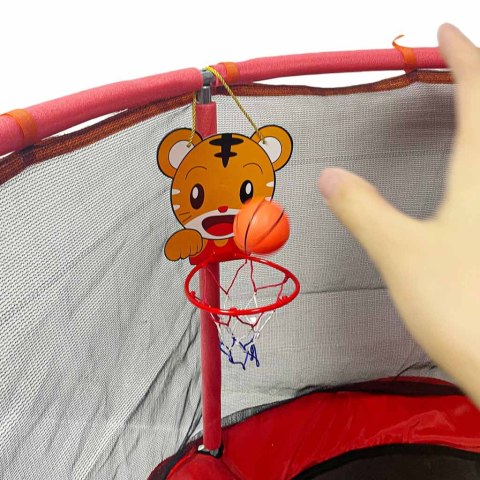 Trampolina dla dzieci ogrodowa siatka piłki koszykówka 150cm czerwona