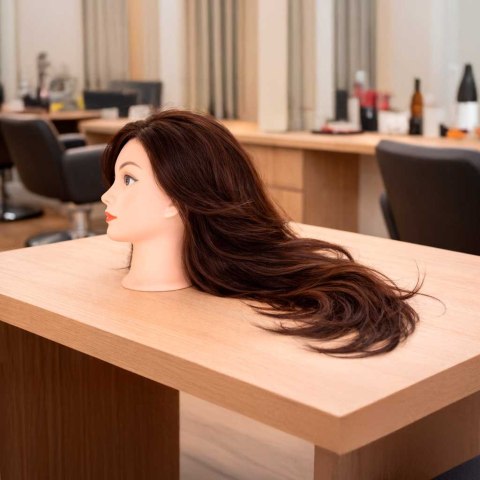 Główka głowa treningowa fryzjerska naturalne włosy brąz