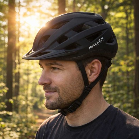 Kask rowerowy na rower RALLEX damski męski regulowany czarny L 58-62cm