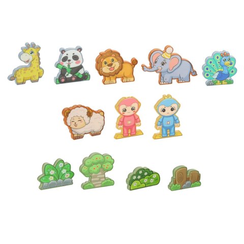 Klocki magnetyczne konstrukcyjne świecące zwierzęta 90 elementów