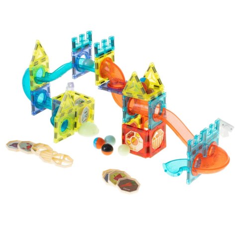 Klocki magnetyczne marble tor kulkowy świecący 75 elementów