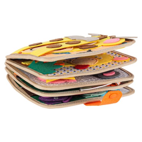 Książeczka sensoryczna edukacyjna filcowa 3D manipulacyjna ruchome elementy żyrafa