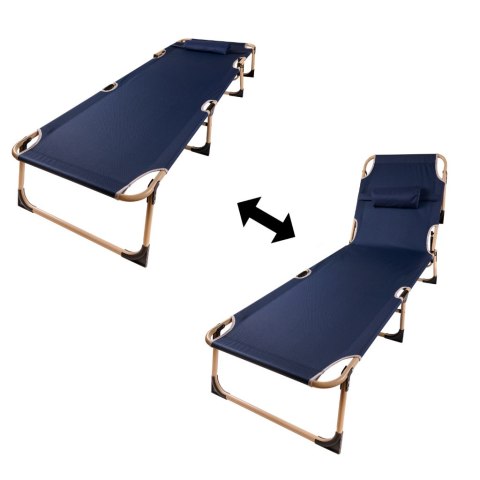 Łóżko polowe LUARO składane turystyczne kanadyjka leżanka z regulacją 193 cm granat