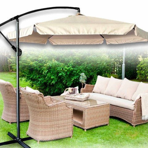 Parasol ogrodowy LUARO duży składany z wysięgnikiem 290cm beżowy