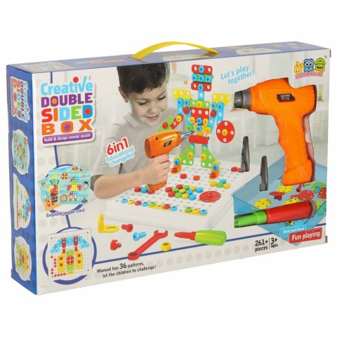 Wkrętarka wiertarka śrubki klocki konstrukcyjne zestaw majsterkowicza walizka 261 elementów