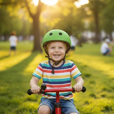 Kask rowerowy dla dziecka Trike Fix dziecięcy regulowany LED M 55-58cm zielony ciemny