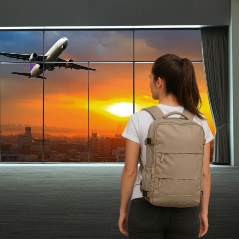 Plecak turystyczny kabinowy podróżny bagaż podręczny szary 45x30 cm