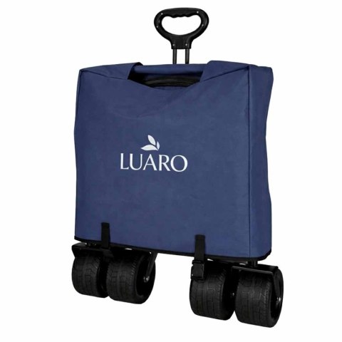 Wózek transportowy LUARO plażowy składany z daszkiem i siatką granatowy
