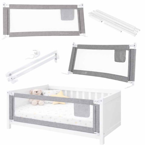 Barierka do łóżka ochronna zabezpieczenie blokada osłona 140cm szara