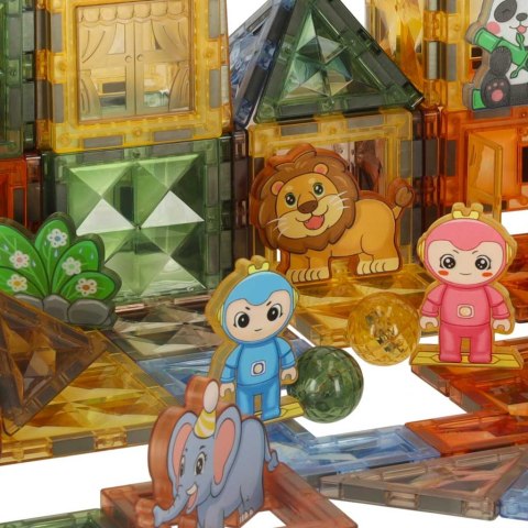 Klocki magnetyczne konstrukcyjne świecące zwierzęta 124 elementy