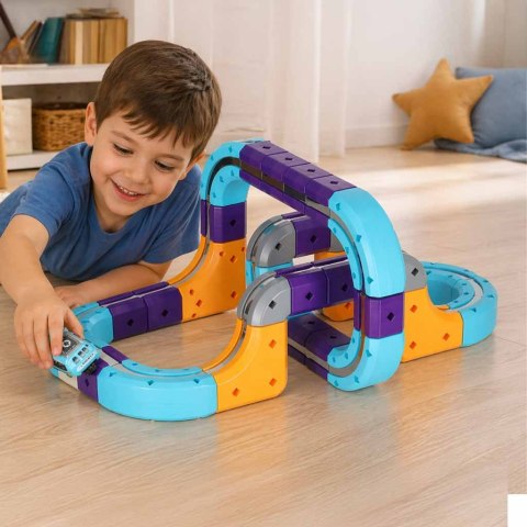 Klocki magnetyczne konstrukcyjne tor wyścigowy auta 54 elementy