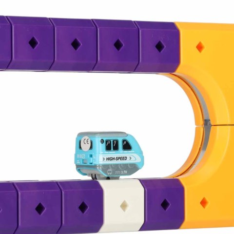 Klocki magnetyczne konstrukcyjne tor wyścigowy auto 87 elementów