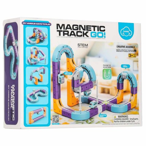 Klocki magnetyczne konstrukcyjne tor wyścigowy auto 87 elementów