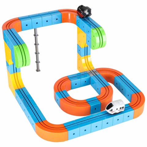 Klocki magnetyczne konstrukcyjne tor wyścigowy pociągi 101 elementów