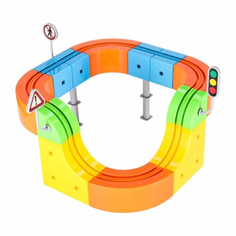 Klocki magnetyczne konstrukcyjne tor wyścigowy pociągi 65 elementów