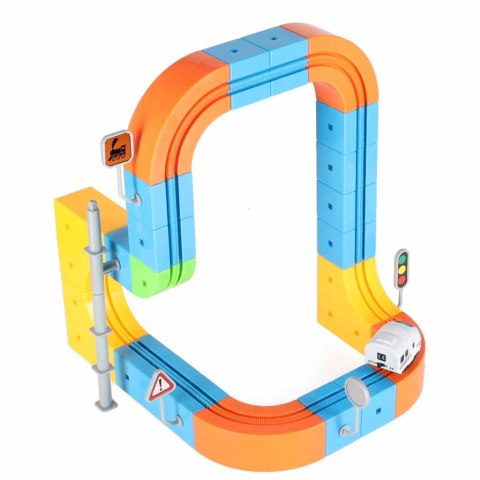 Klocki magnetyczne konstrukcyjne tor wyścigowy pociągi 65 elementów