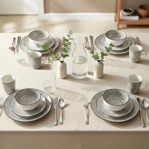 Serwis Obiadowy Porcelanowy 16 el. Zestaw dla 4 Osób Talerze