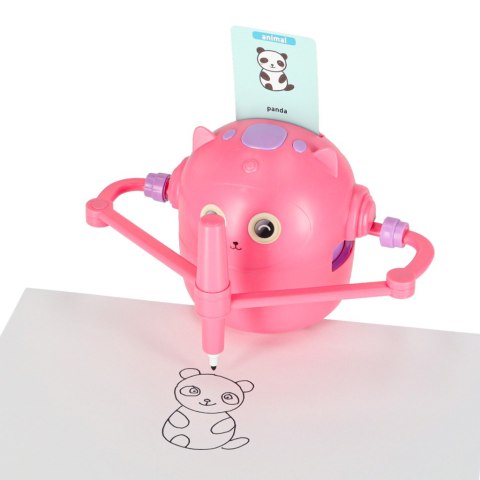 Zabawka interaktywna robot nauka rysowania fiszki kolorowe mazaki różowy