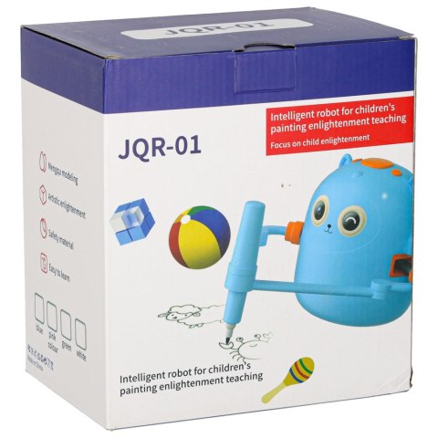 Zabawka interaktywna robot nauka rysowania fiszki kolorowe mazaki różowy