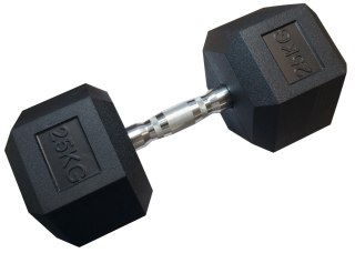 Hantla Jednoręczna Sześciokątna Gumowana Ciężar Obciążenie KUBISPORT 25 kg
