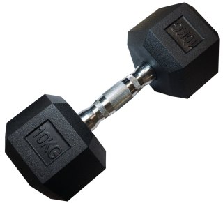 Hantla Jednoręczna Sześciokątna Gumowana Ciężarek Solidny KUBISPORT 10 kg