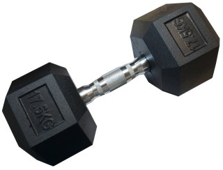 Hantla Jednoręczna Sześciokątna Gumowana Ciężarek Solidny KUBISPORT 17,5 kg