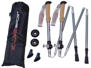 Kije Kijki Trekkingowe Składane 5-częściowe Regulowane KUBISPORT 115-135 cm
