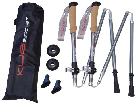 Kije Kijki Trekkingowe Składane 5-częściowe Regulowane KUBISPORT 115-135 cm