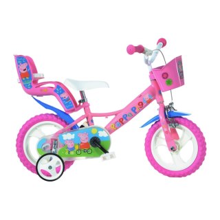 Rower Dziecięcy Różowy z Kółkami Bocznymi Świnka Peppa Peppa Pig DINO 12"