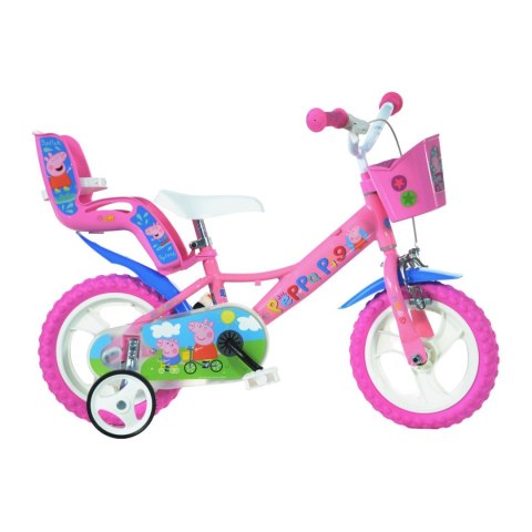 Rower Dziecięcy Różowy z Kółkami Bocznymi Świnka Peppa Peppa Pig DINO 12"