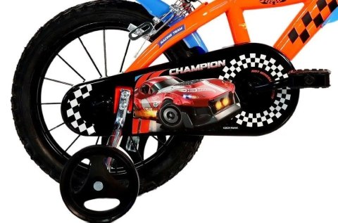Rowerek Dziecięcy 14 Cali Hot Wheels Pomarańczowy Hamulec Dino Bikes
