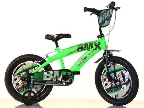 Rowerek Dziecięcy 16 Cali BMX Czarny Kółka Boczne Hamulec Dino Bikes