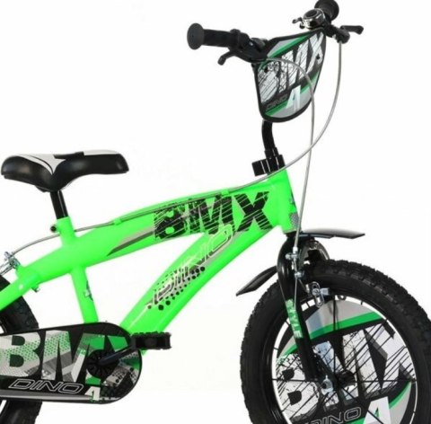 Rowerek Dziecięcy 16 Cali BMX Czarny Kółka Boczne Hamulec Dino Bikes