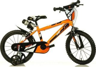 Rowerek Dziecięcy 16 Cali Pomarańczowy Kółka Boczne Hamulec Dino Bikes
