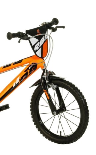 Rowerek Dziecięcy 16 Cali Pomarańczowy Kółka Boczne Hamulec Dino Bikes