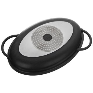 Patelnia do grillowania granitowa z pokrywką głęboka GRANDE 43x28x6 cm