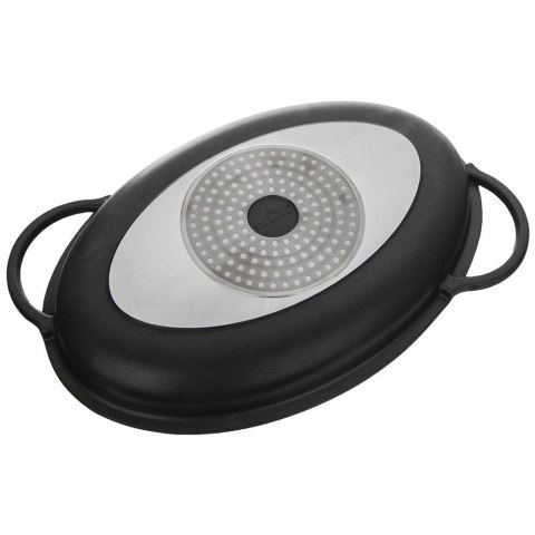 Patelnia do grillowania granitowa z pokrywką głęboka GRANDE 43x28x6 cm