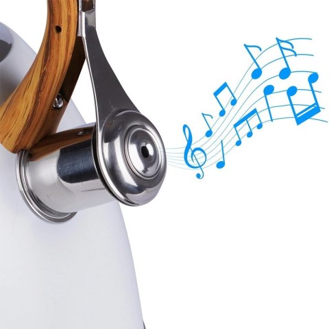 Czajnik z Gwizdkiem Nierdzewny Dekoracyjny Stalowy Biały ORION 3 L