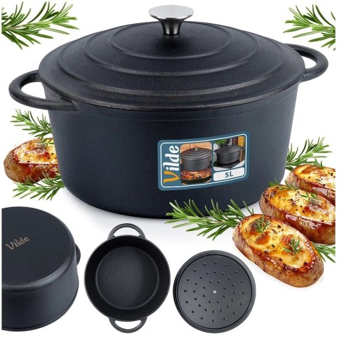 Garnek Żeliwny Solidny Gaz Indukcja Solidny Uniwersalny VILDE 33x26x12 cm