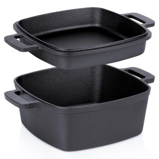 Garnek z pokrywką żeliwny 2w1 CAST LINE 25 cm 4,5 l / 1,8 l