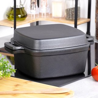 Garnek z pokrywką żeliwny 2w1 CAST LINE 25 cm 4,5 l / 1,8 l