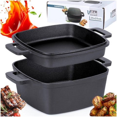 Garnek z pokrywką żeliwny 2w1 CAST LINE 25 cm 4,5 l / 1,8 l