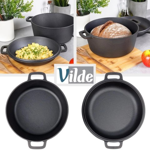 Garnek z pokrywką żeliwny 2w1 CAST LINE 26 cm 4,5 l / 1,6 l